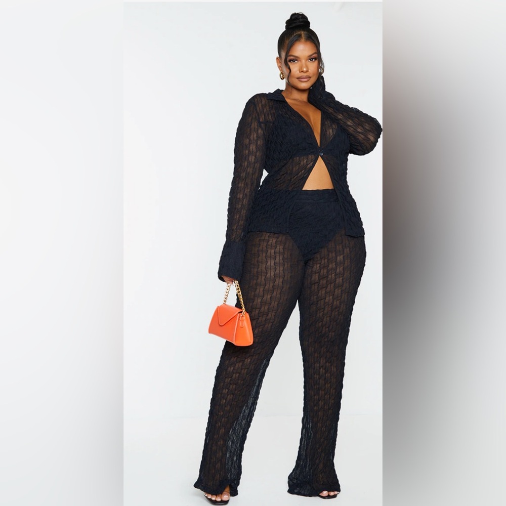 Black Mesh Pant Set